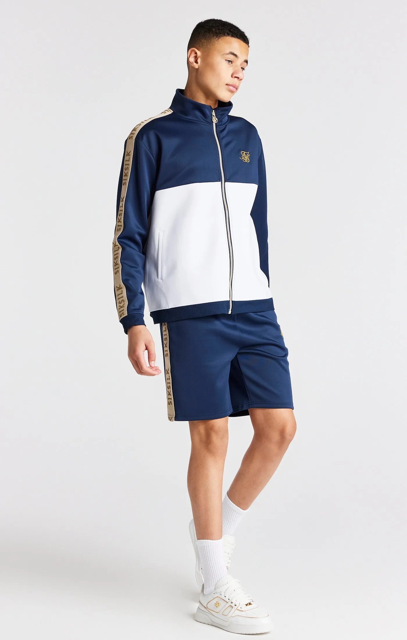 Boys Navy Retro Track Jacket sold by Siksilk product image thumbnail 4