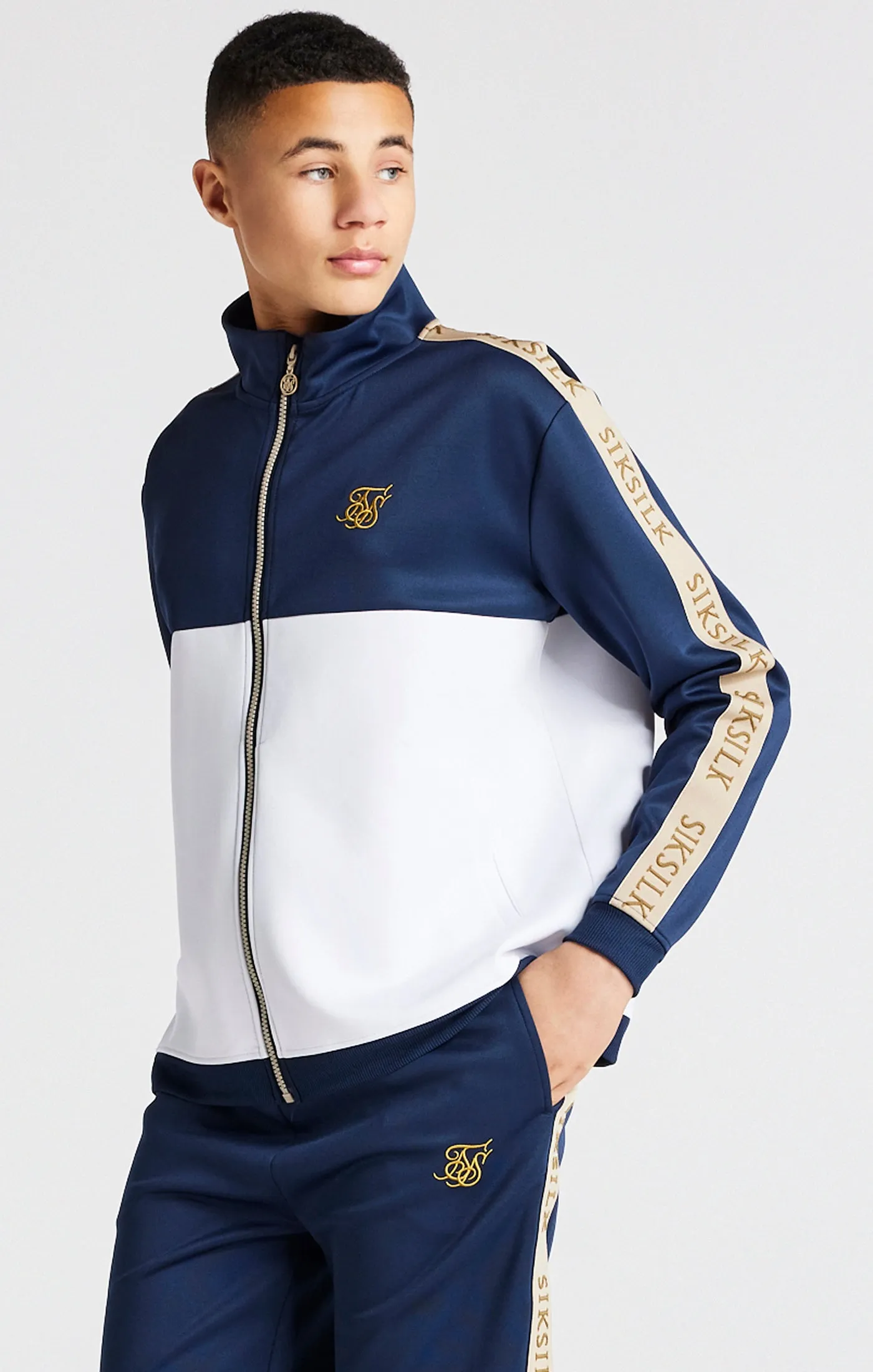 Boys Navy Retro Track Jacket sold by Siksilk