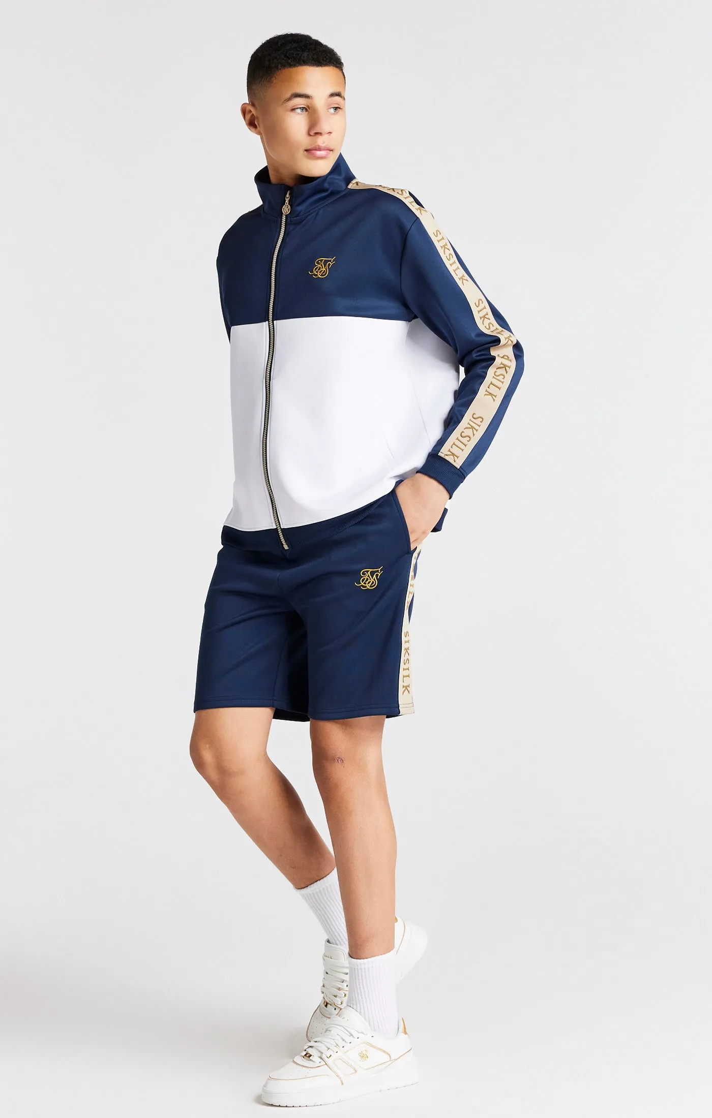 Boys Navy Retro Track Jacket sold by Siksilk product image thumbnail 3