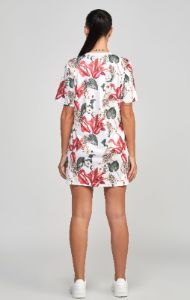 Multi Retro Tropics Print T-Shirt Dress sold by Siksilk