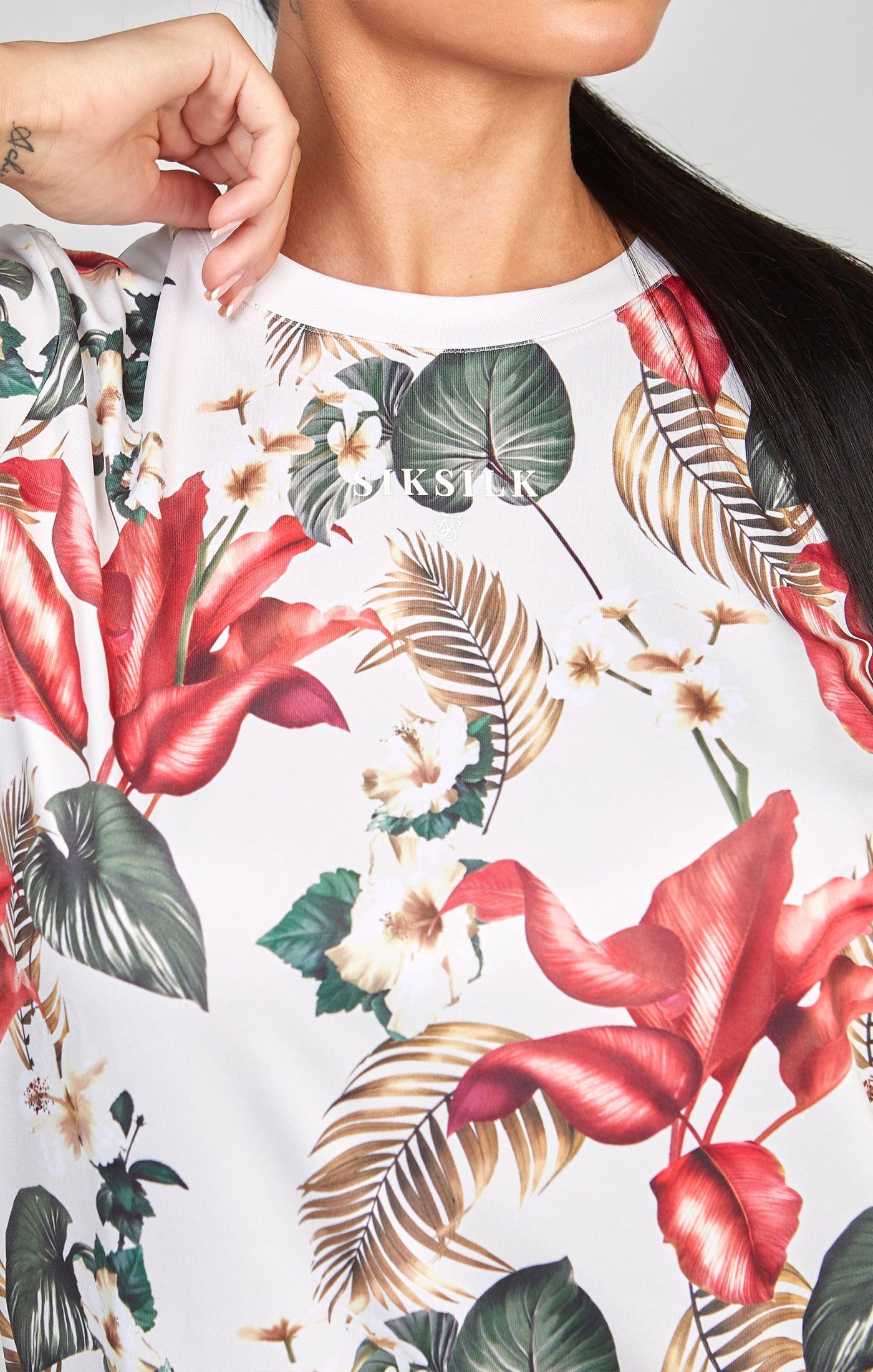 Multi Retro Tropics Print T-Shirt Dress sold by Siksilk product image thumbnail 2
