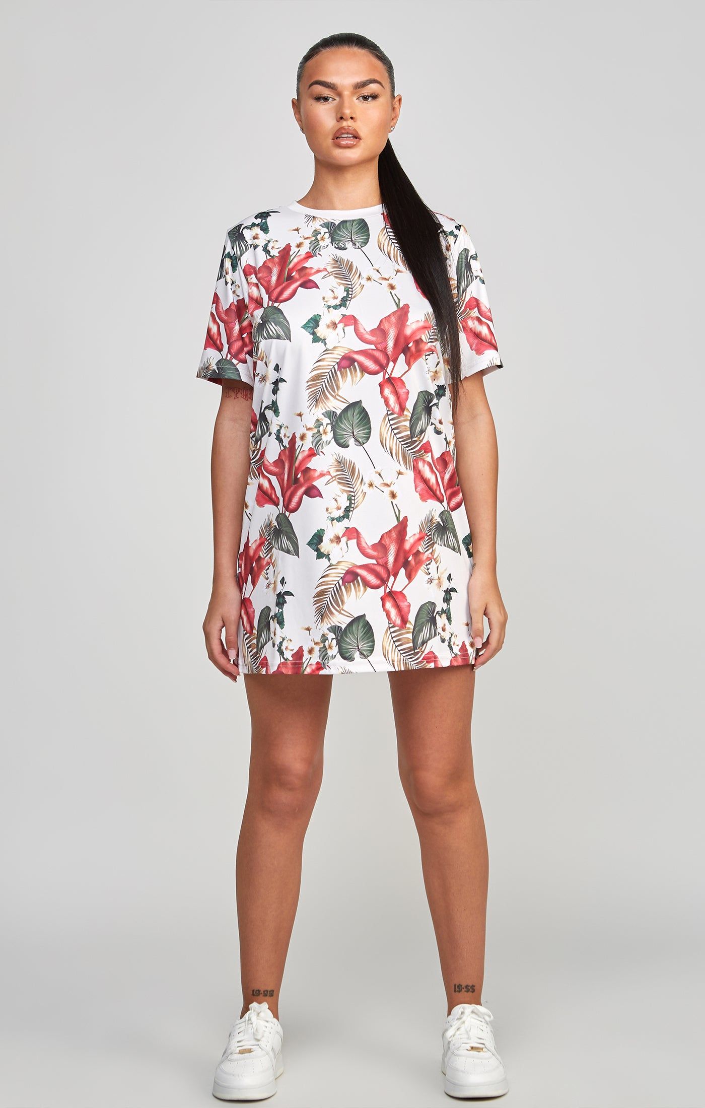 Multi Retro Tropics Print T-Shirt Dress sold by Siksilk product image thumbnail 3