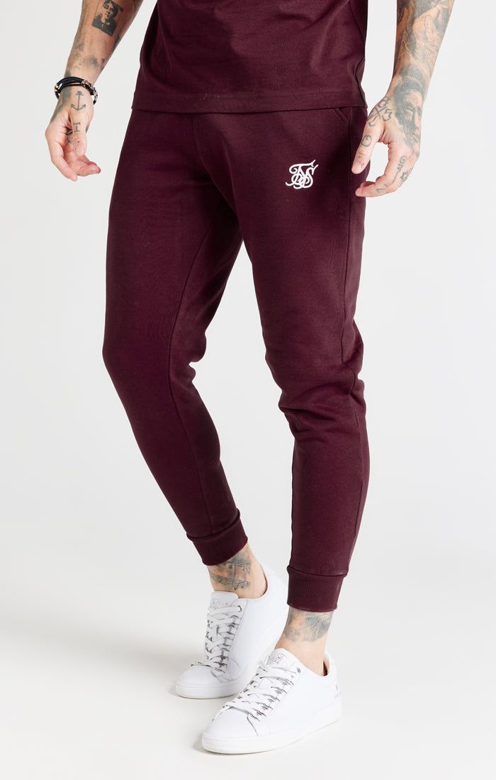 Burgundy Essential Cuffed Jogger sold by Siksilk