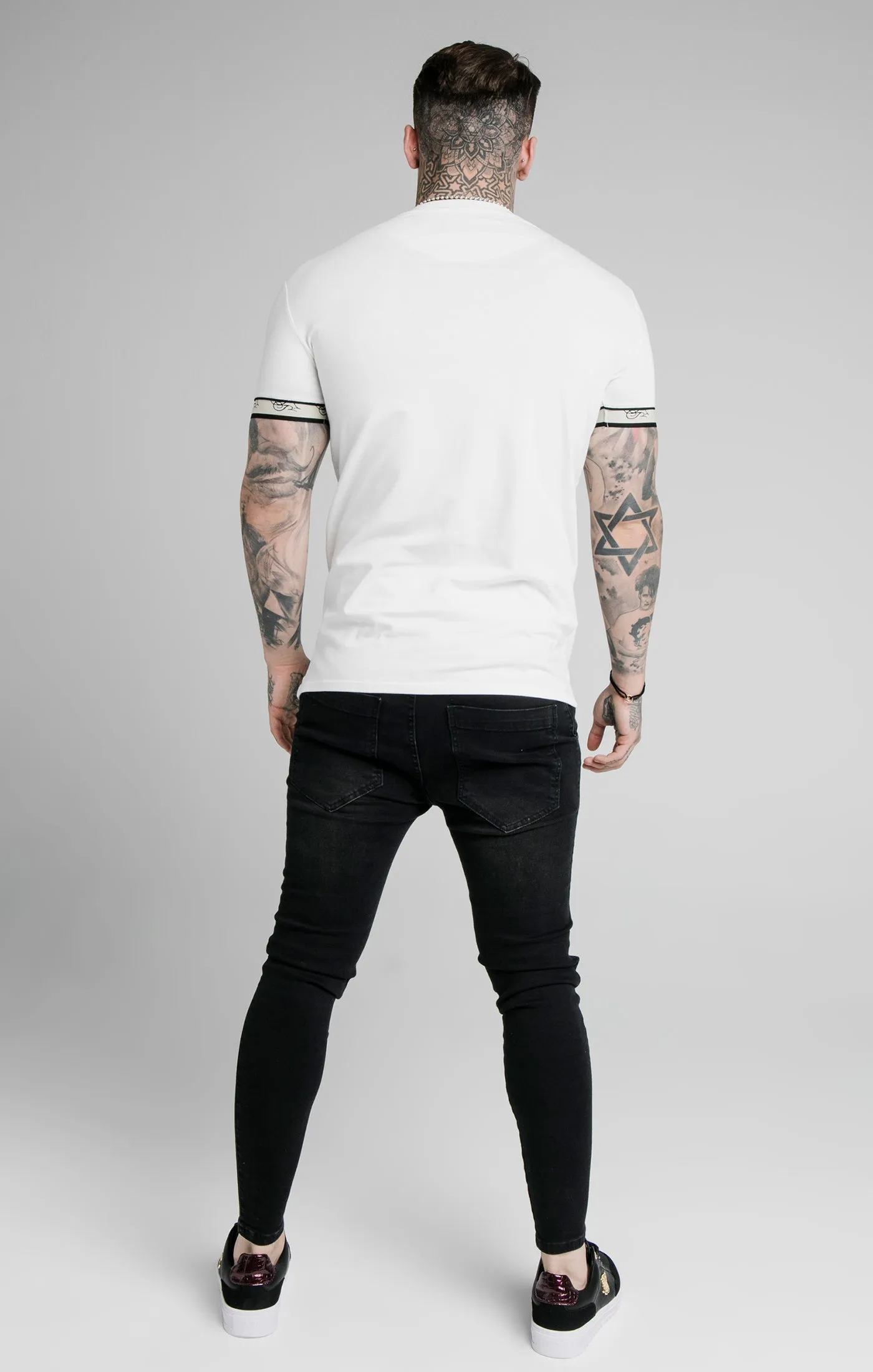 SikSilk S/S Premium Tape Gym Tee - Off White & Black sold by Siksilk product image thumbnail 5