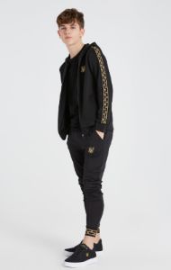 Boys Black Taped Zip Thru Hoodie sold by Siksilk
