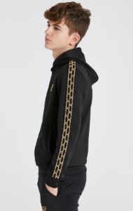Boys Black Taped Zip Thru Hoodie sold by Siksilk
