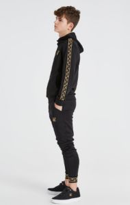 Boys Black Taped Zip Thru Hoodie sold by Siksilk