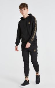 Boys Black Taped Zip Thru Hoodie sold by Siksilk
