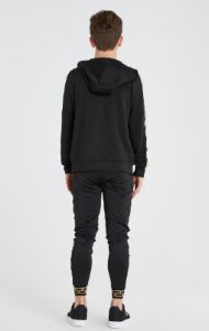 Boys Black Taped Zip Thru Hoodie sold by Siksilk