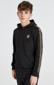 Boys Black Taped Zip Thru Hoodie sold by Siksilk