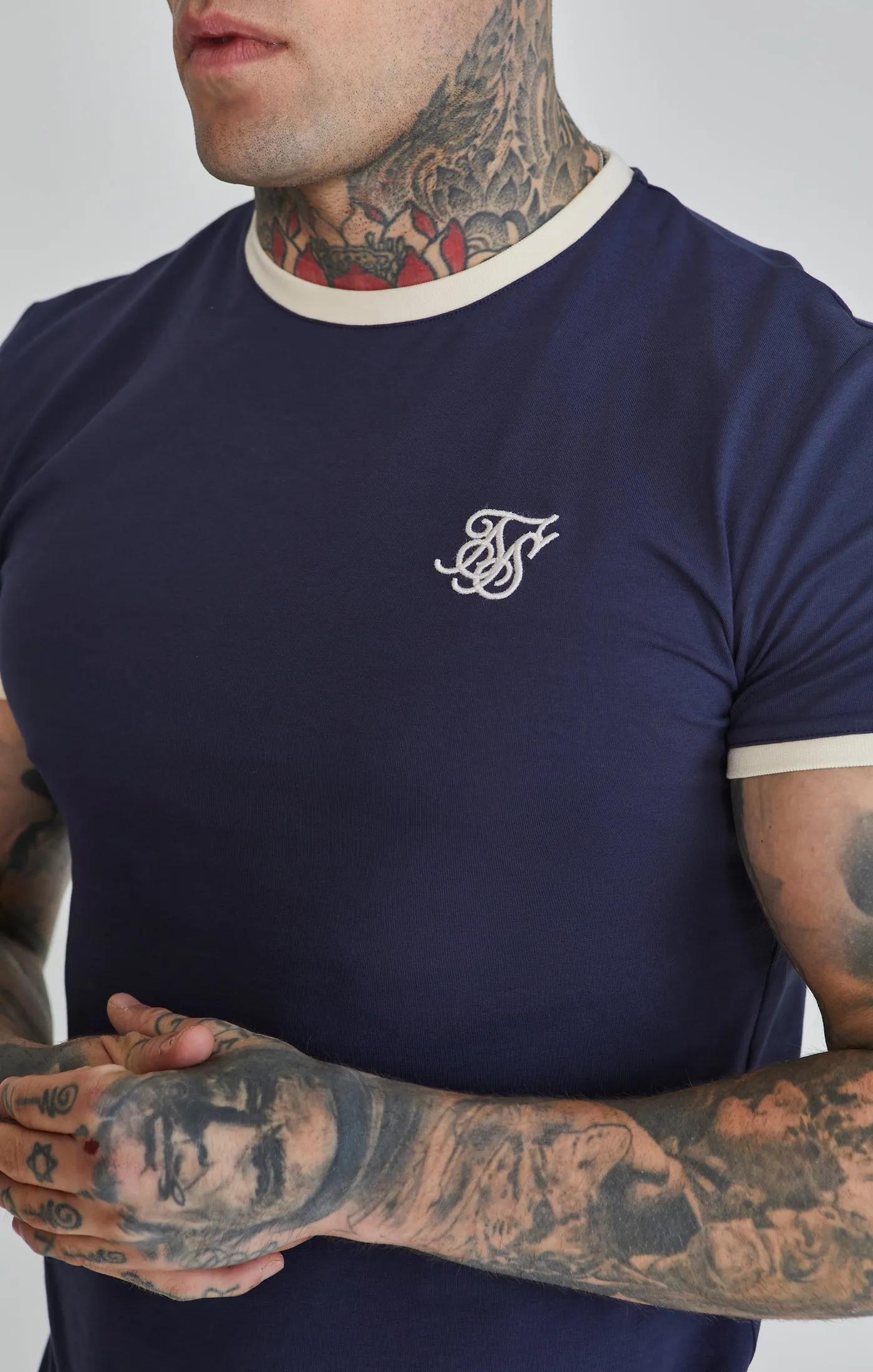 Navy Ringer T-Shirt sold by Siksilk product image thumbnail 3