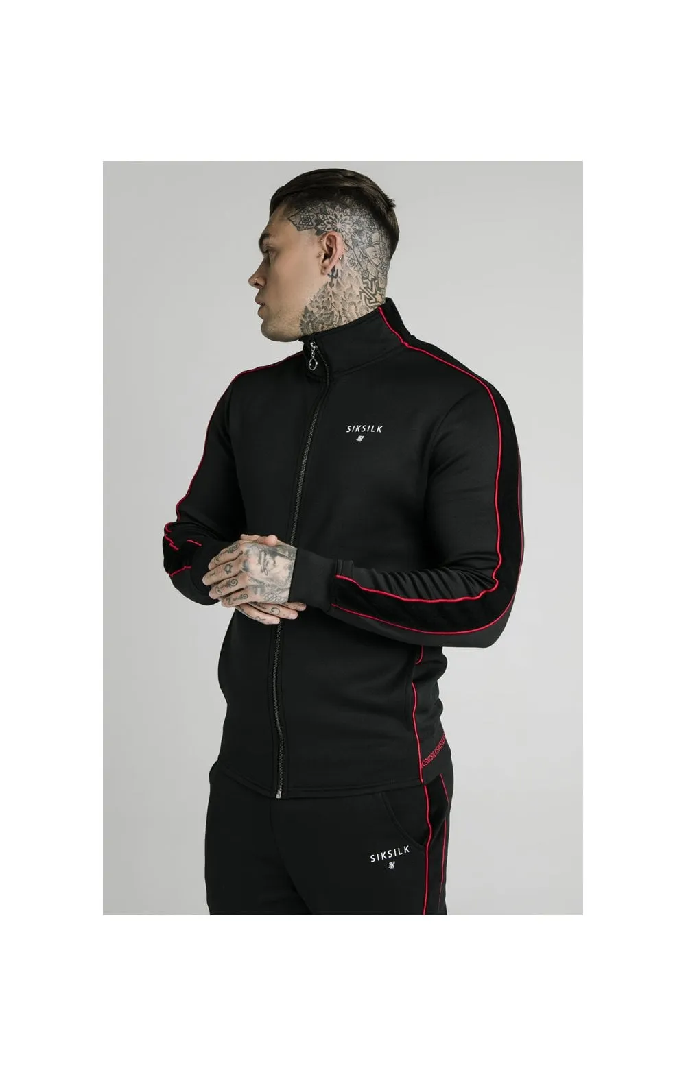 SikSilk Zip Through Funnel Neck Hoodie – Black & Red sold by Siksilk product image thumbnail 4