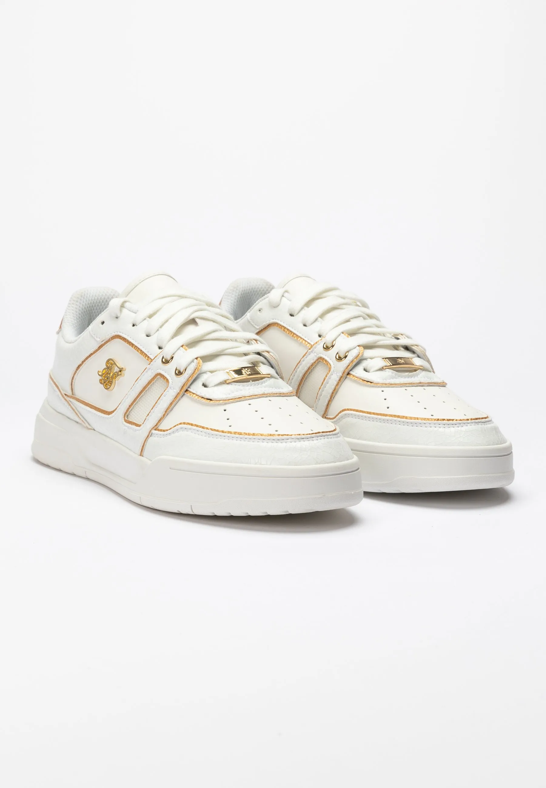 White And Gold Trimmed Low Top Court Trainer sold by Siksilk product image thumbnail 4