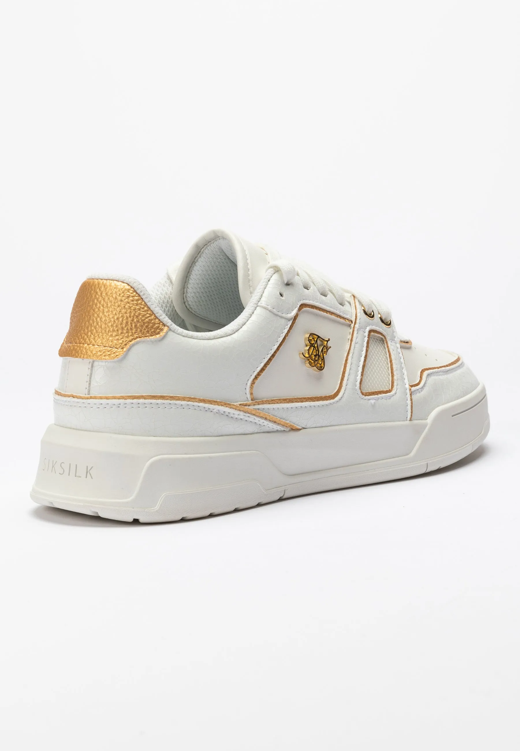 White And Gold Trimmed Low Top Court Trainer sold by Siksilk product image thumbnail 2