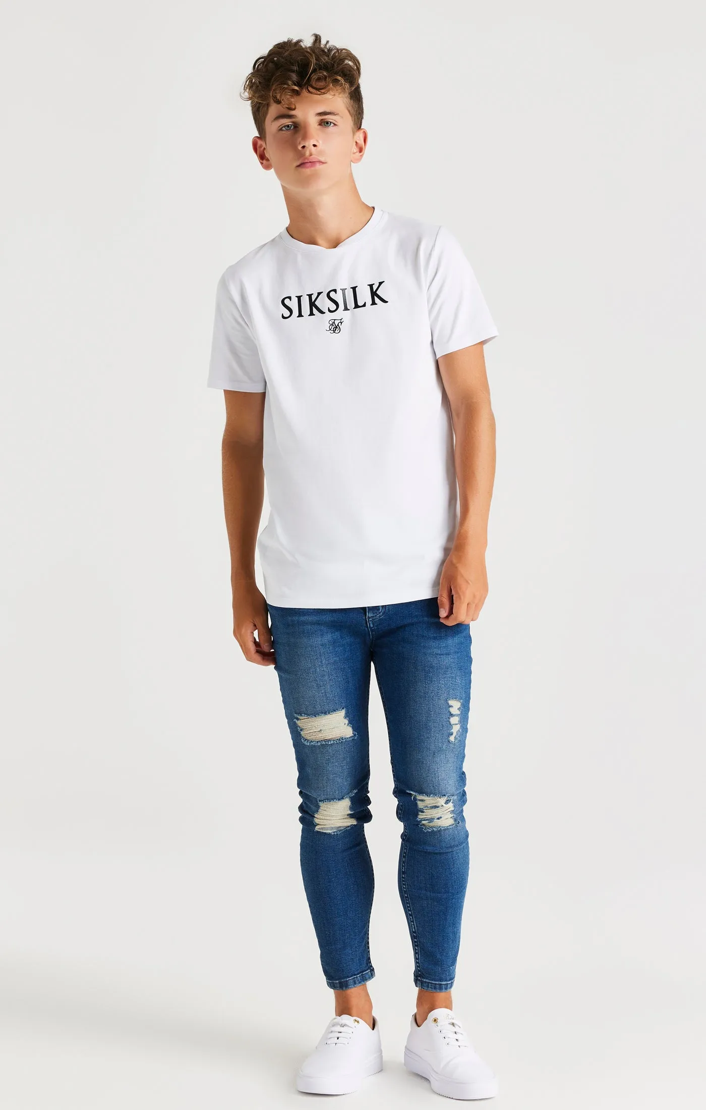 Boys White Branded T-Shirt sold by Siksilk product image thumbnail 3