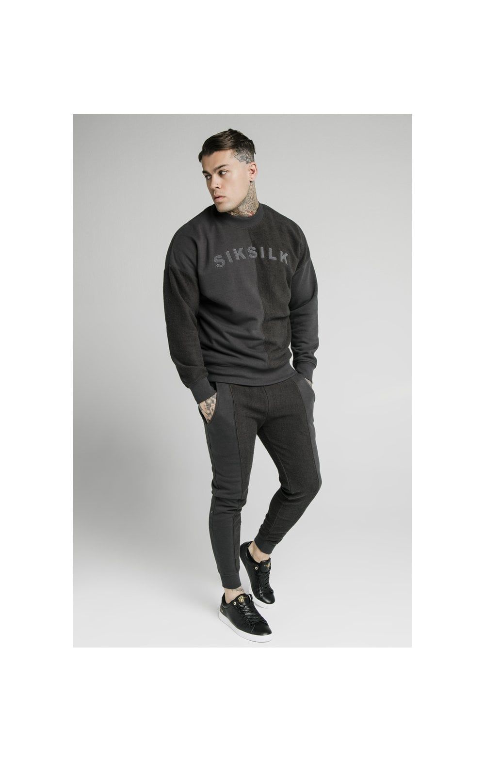 SikSilk Half & Half Crew Sweater – Washed Grey sold by Siksilk product image thumbnail 5