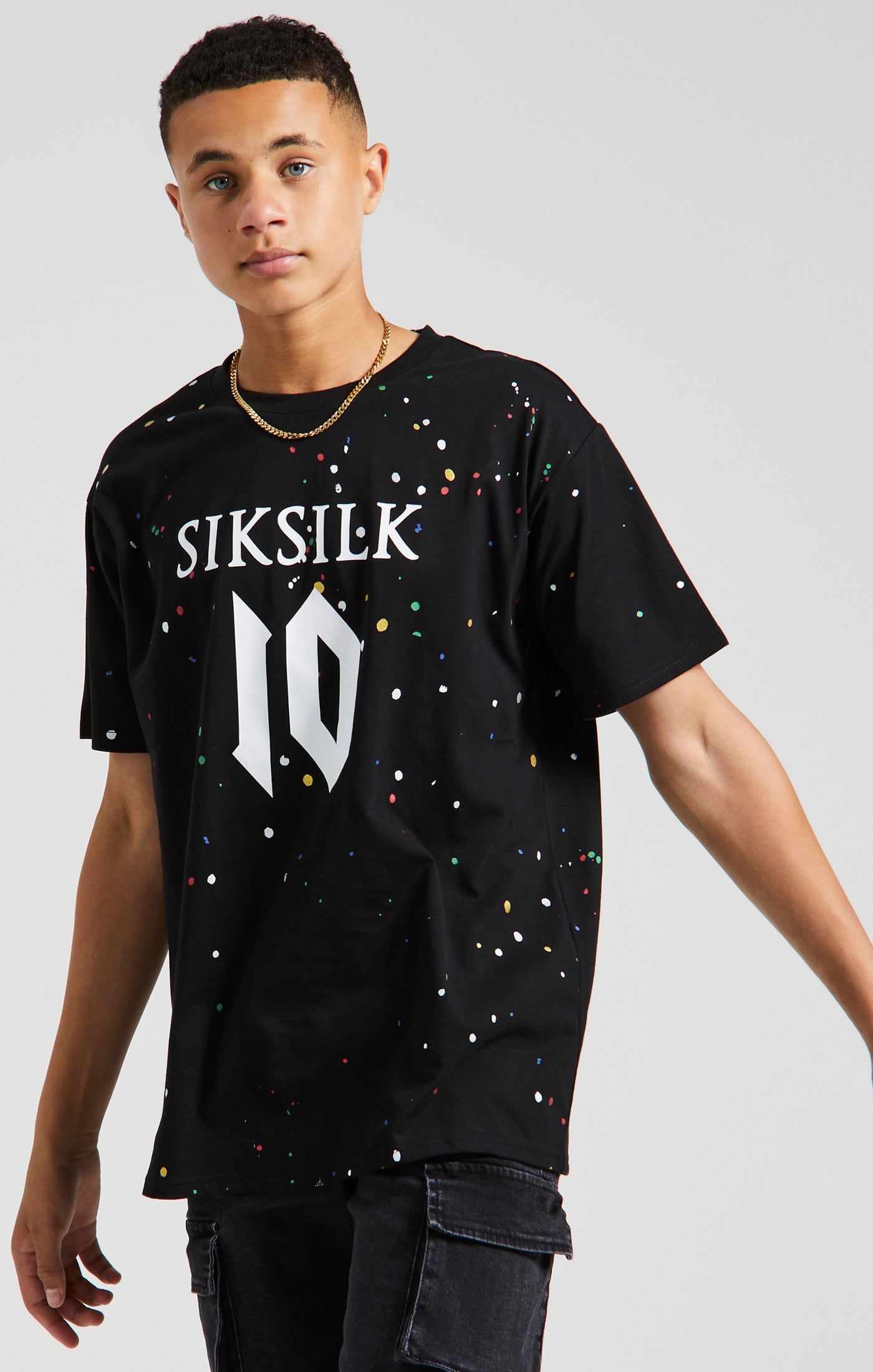 Messi x SikSilk Paint Splat Tee - Black sold by Siksilk