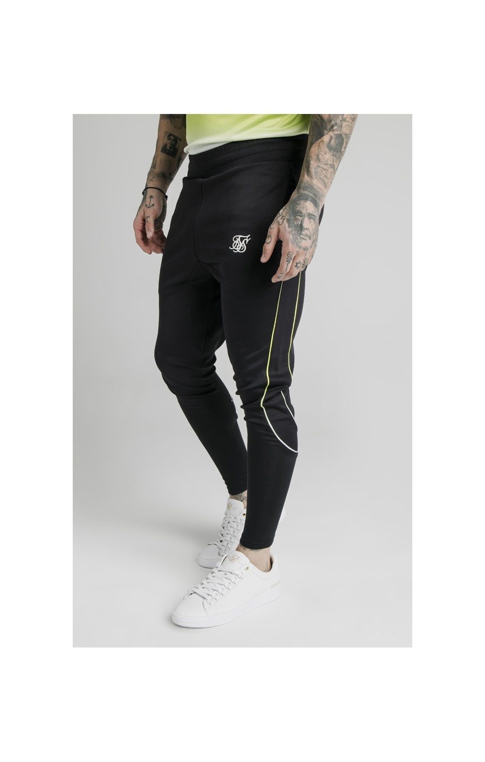 SikSilk Tri Fade Tape Track Pants - Black,Fluro & White sold by Siksilk