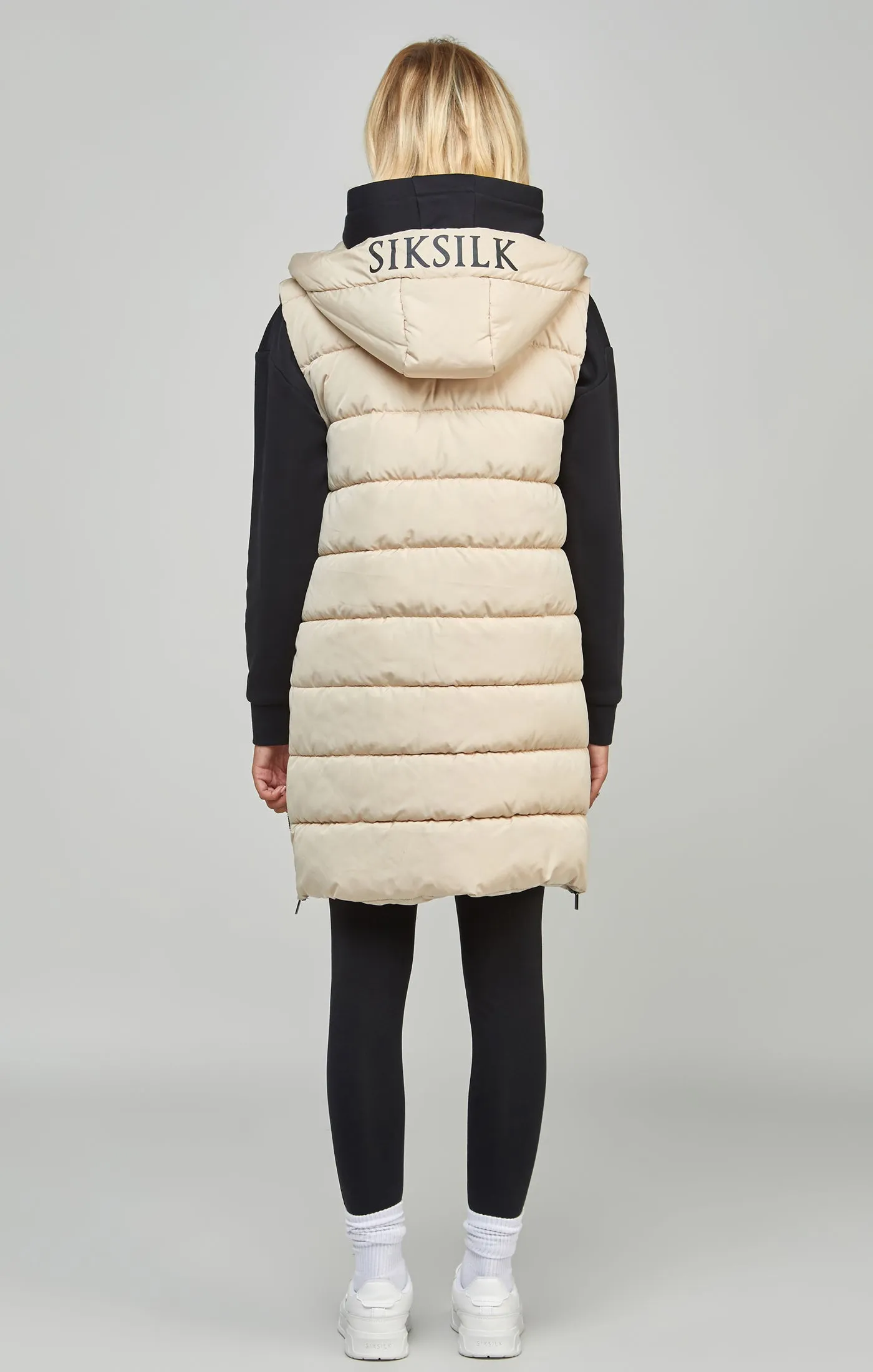 Beige Longline Gilet With Print Detail sold by Siksilk product image thumbnail 5