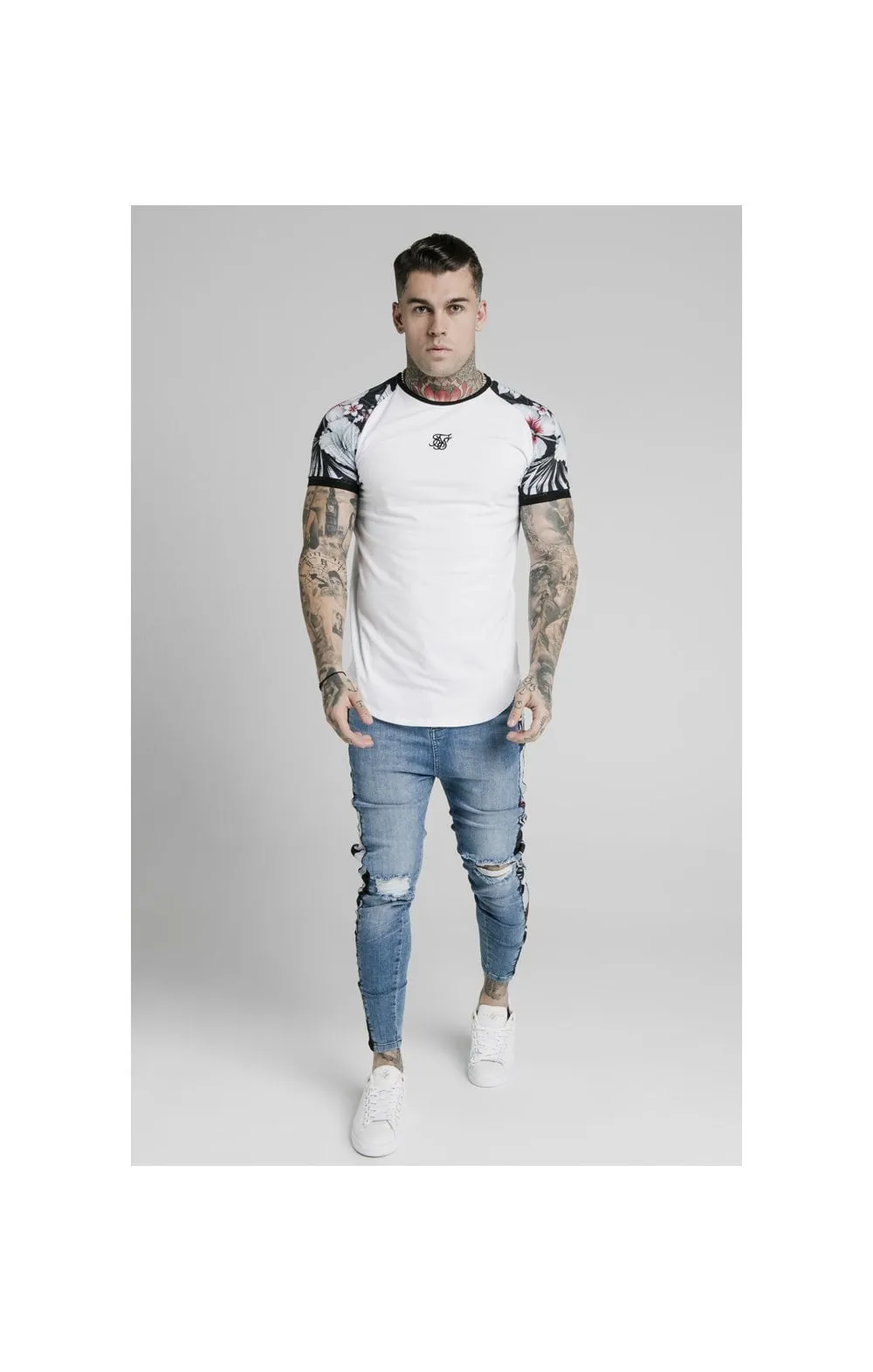 SikSilk S/S Floral Raglan Tech Tee - White sold by Siksilk product image thumbnail 2