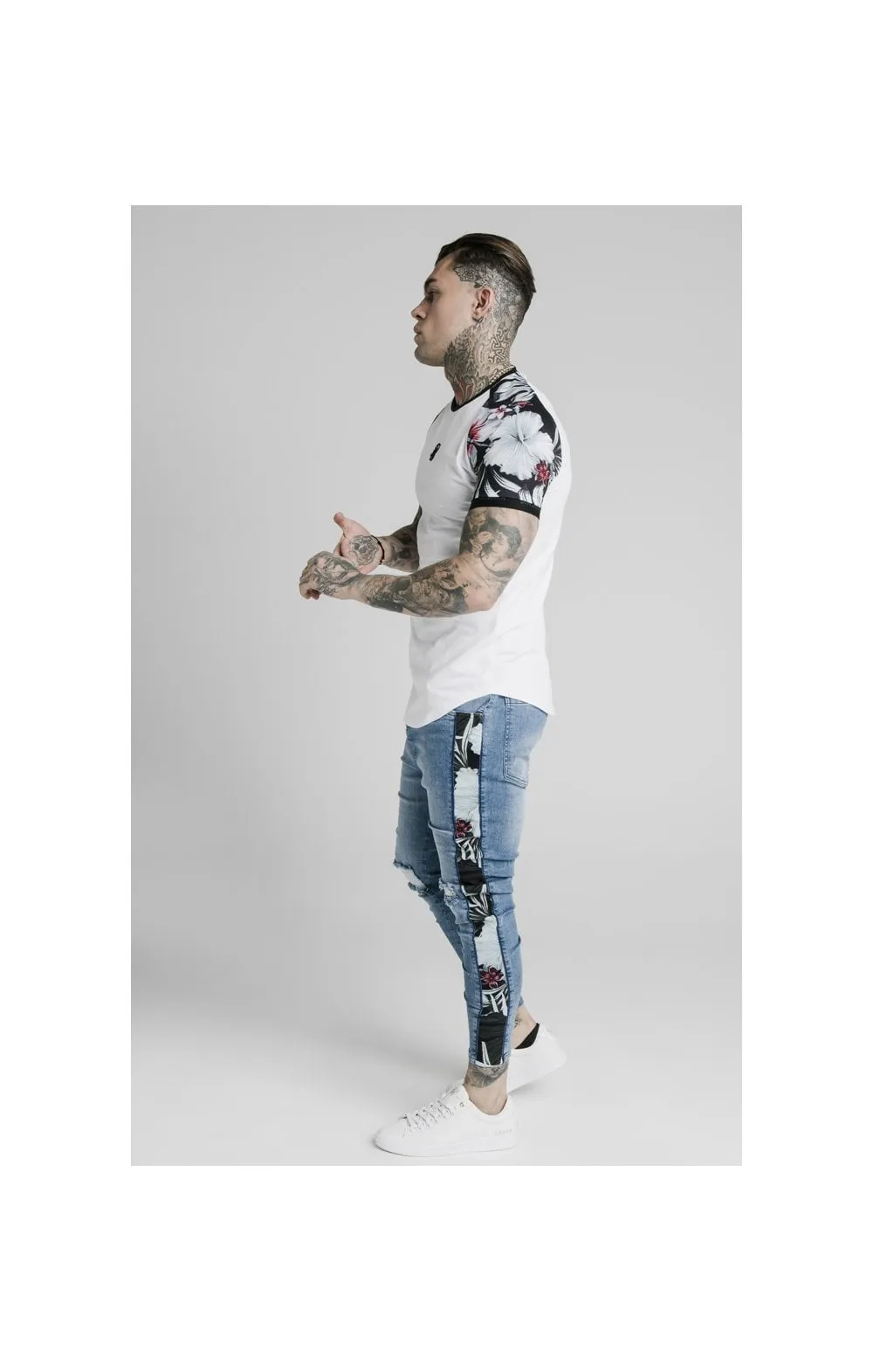 SikSilk S/S Floral Raglan Tech Tee - White sold by Siksilk product image thumbnail 4