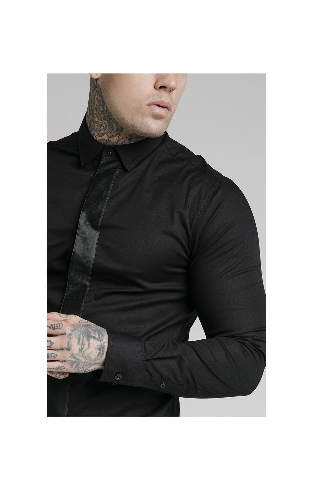 SikSilk L/S Woven Tape Placket Shirt - Black sold by Siksilk product image thumbnail 2