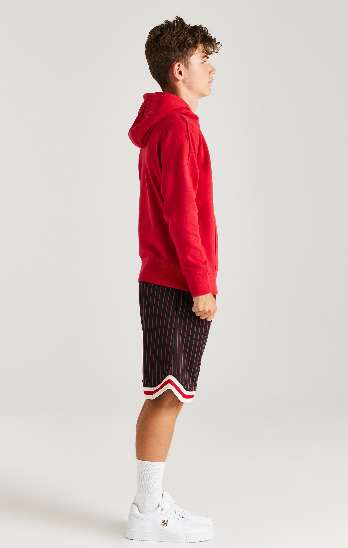 Boys Red Hood Logo Overhead Hoodie sold by Siksilk product image thumbnail 4