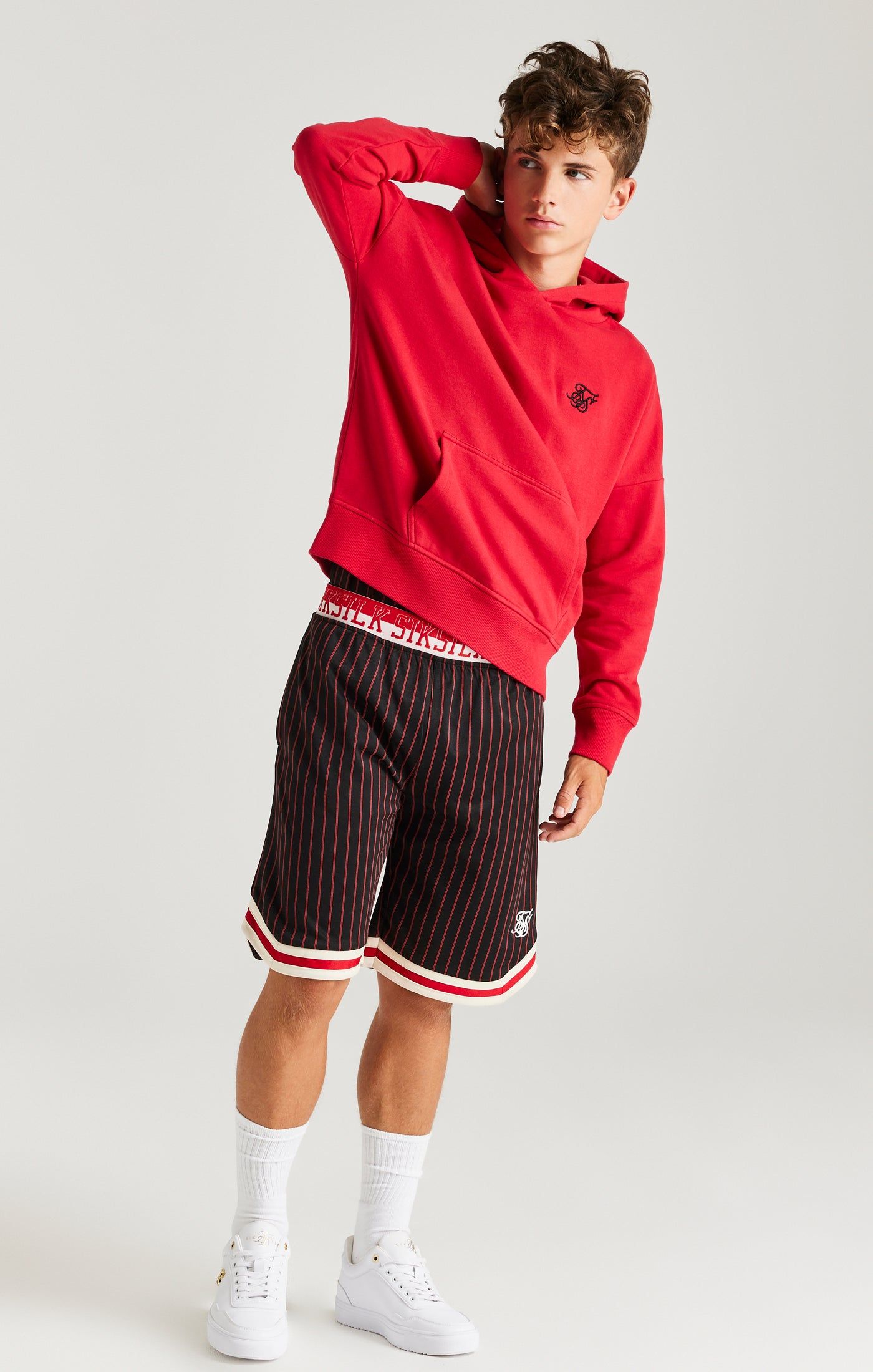 Boys Red Hood Logo Overhead Hoodie sold by Siksilk product image thumbnail 3