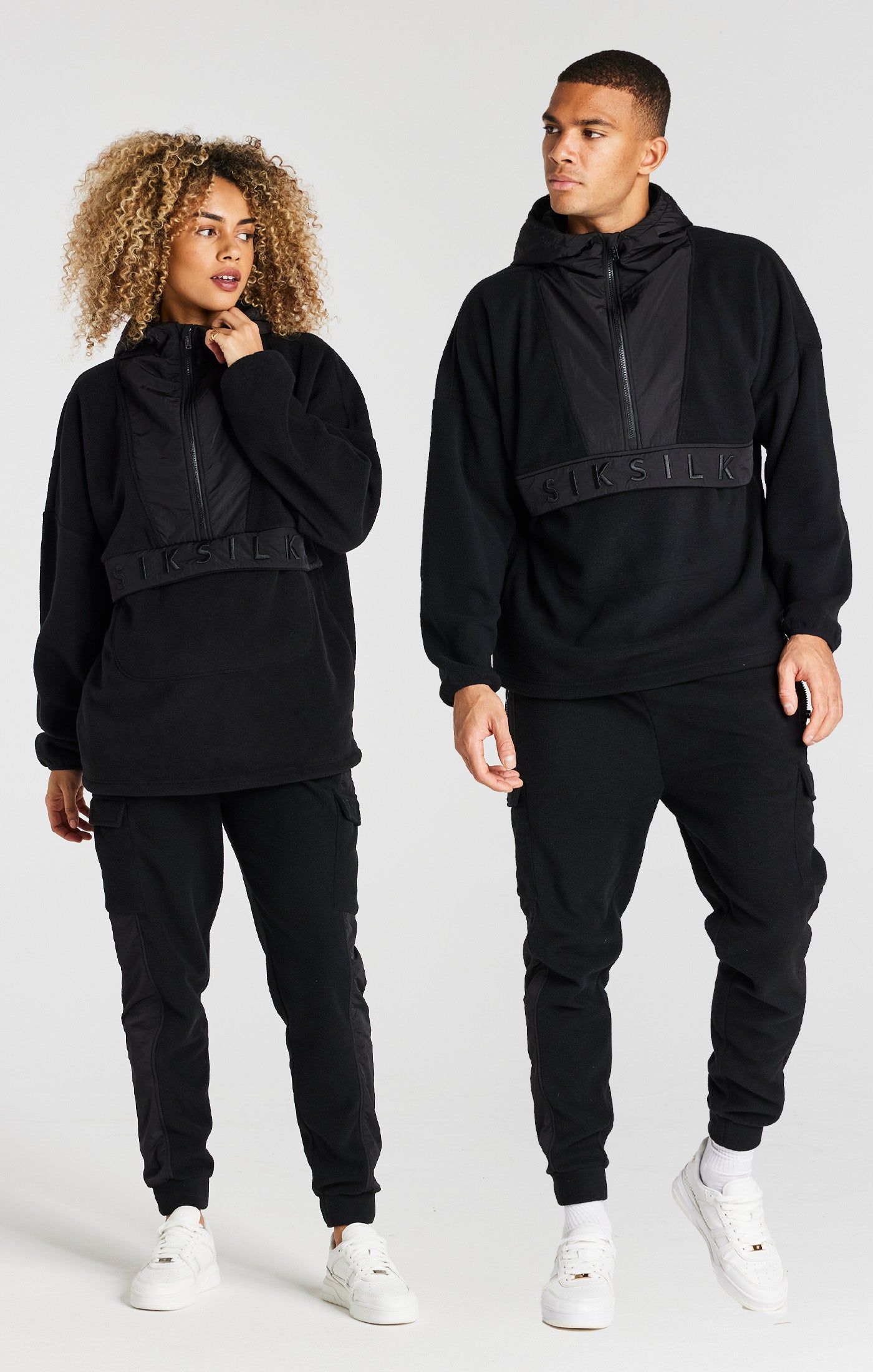 Black Half Zip Polar Fleece Hoodie sold by Siksilk