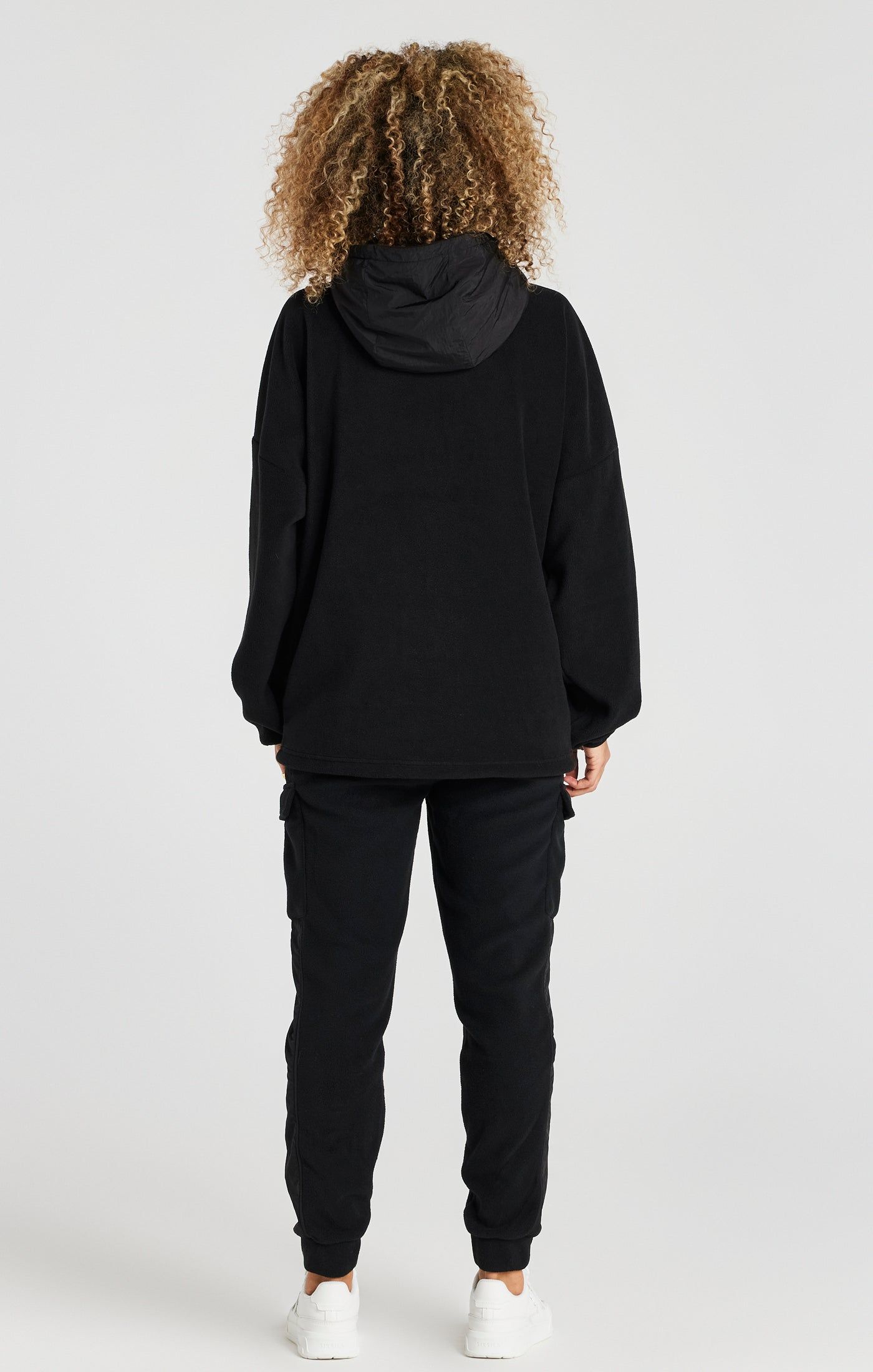 Black Half Zip Polar Fleece Hoodie sold by Siksilk product image thumbnail 6