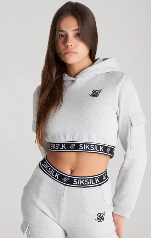 Girls Grey Marl Cargo Track Top sold by Siksilk