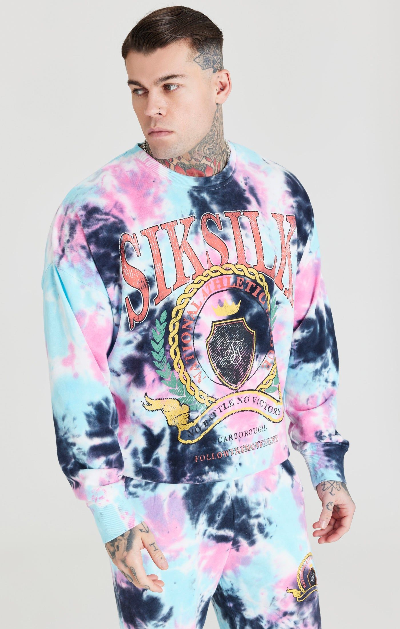 White Tie Dye Varsity Sweatshirt sold by Siksilk