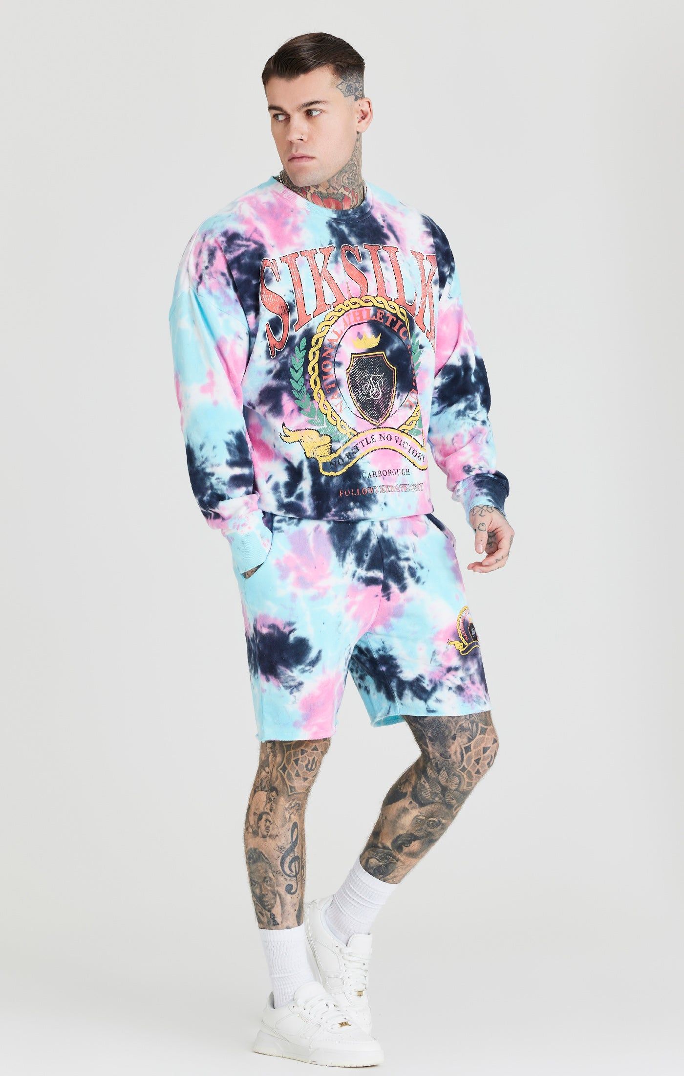 White Tie Dye Varsity Sweatshirt sold by Siksilk product image thumbnail 3