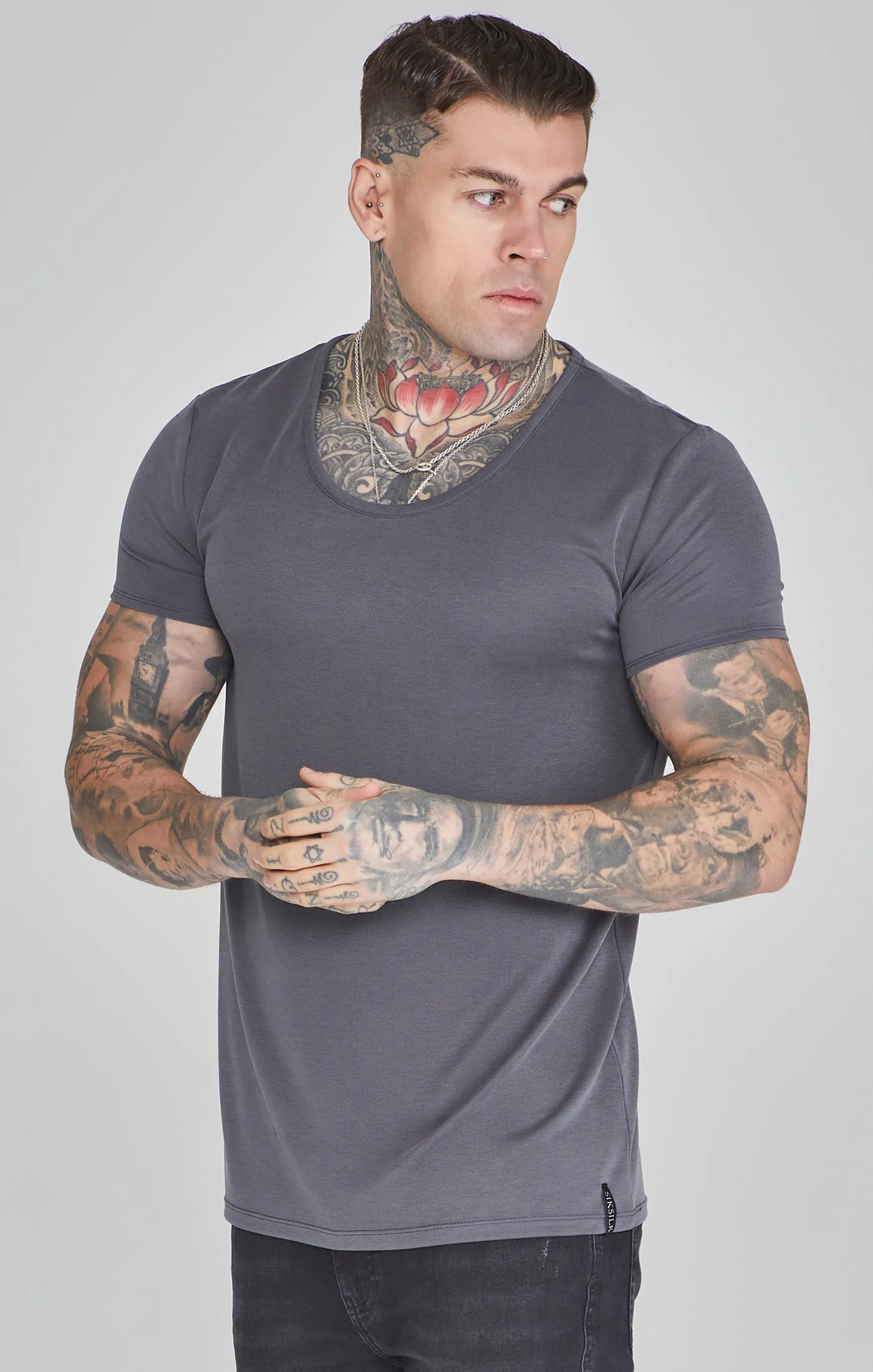 Grey Muscle Fit T-Shirt sold by Siksilk