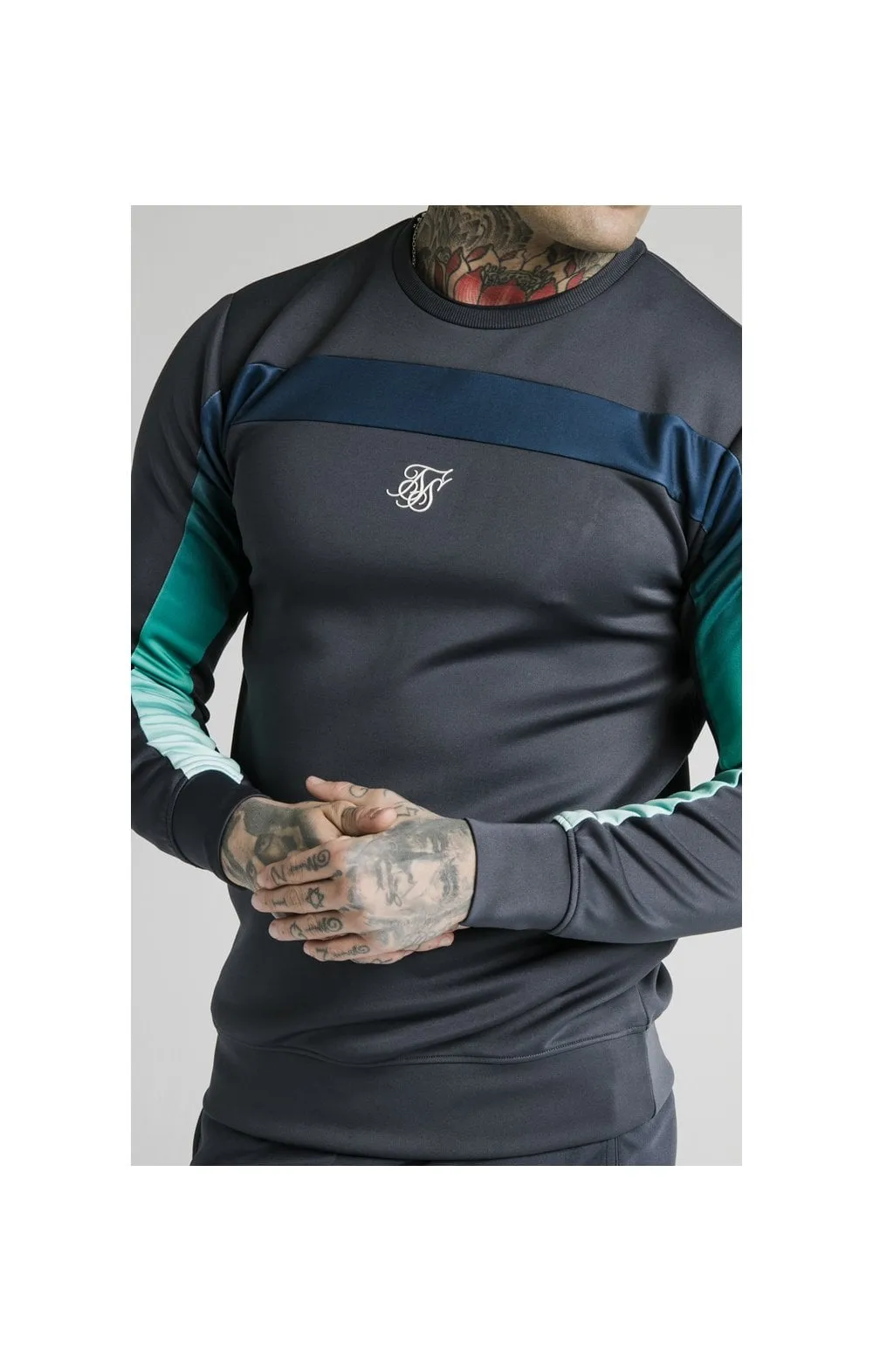 SikSilk L/S Tri-Fade Panel Sweater - Navy Pacific Fade sold by Siksilk product image thumbnail 3