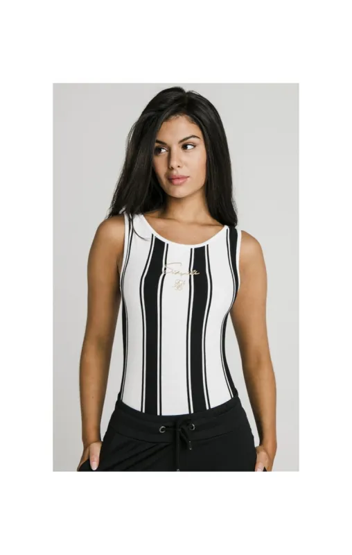 SikSilk Athena Stripe Bodysuit - Black & White sold by Siksilk