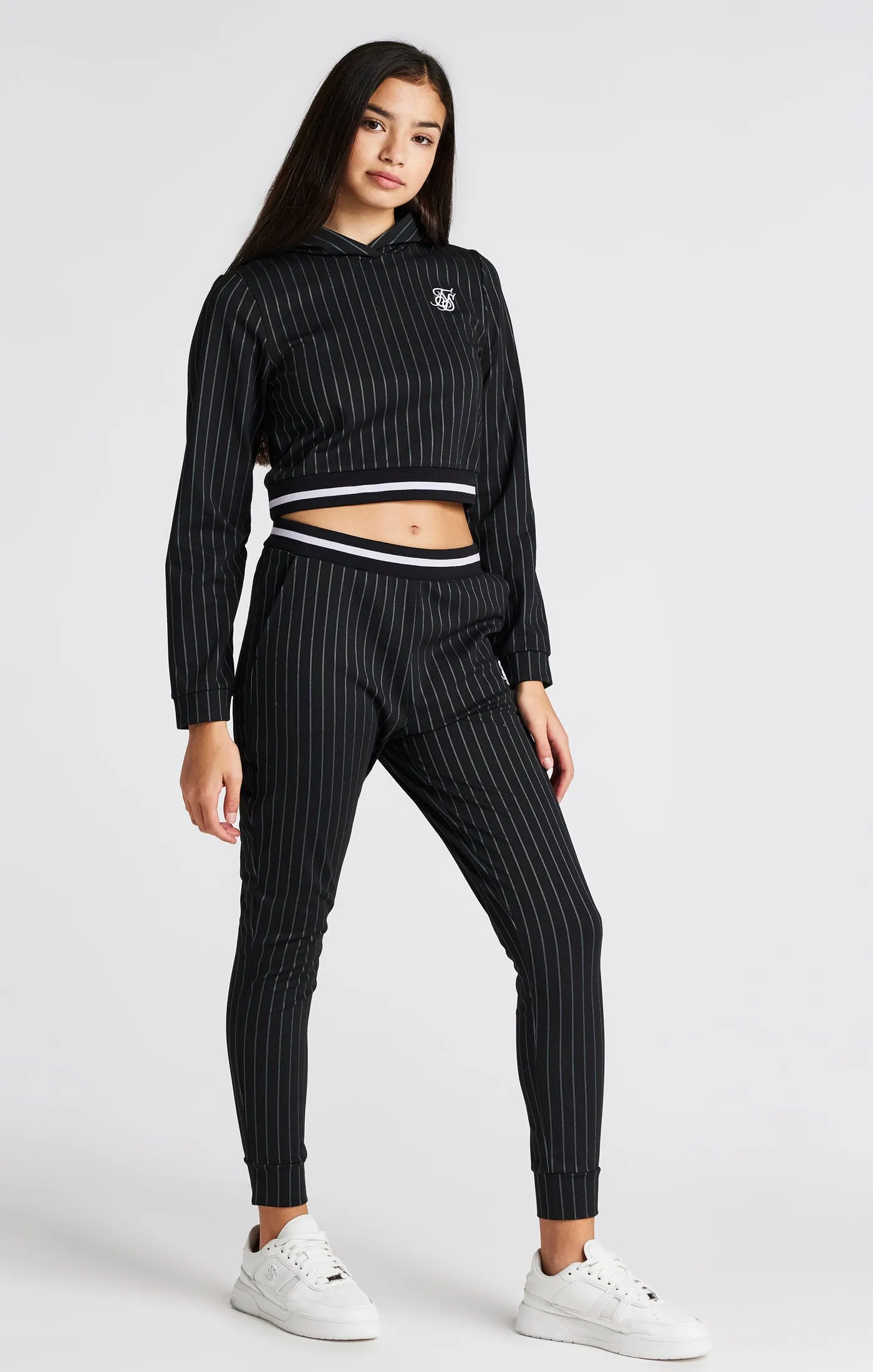 Girls Black Pinstripe Track Pant sold by Siksilk product image thumbnail 3