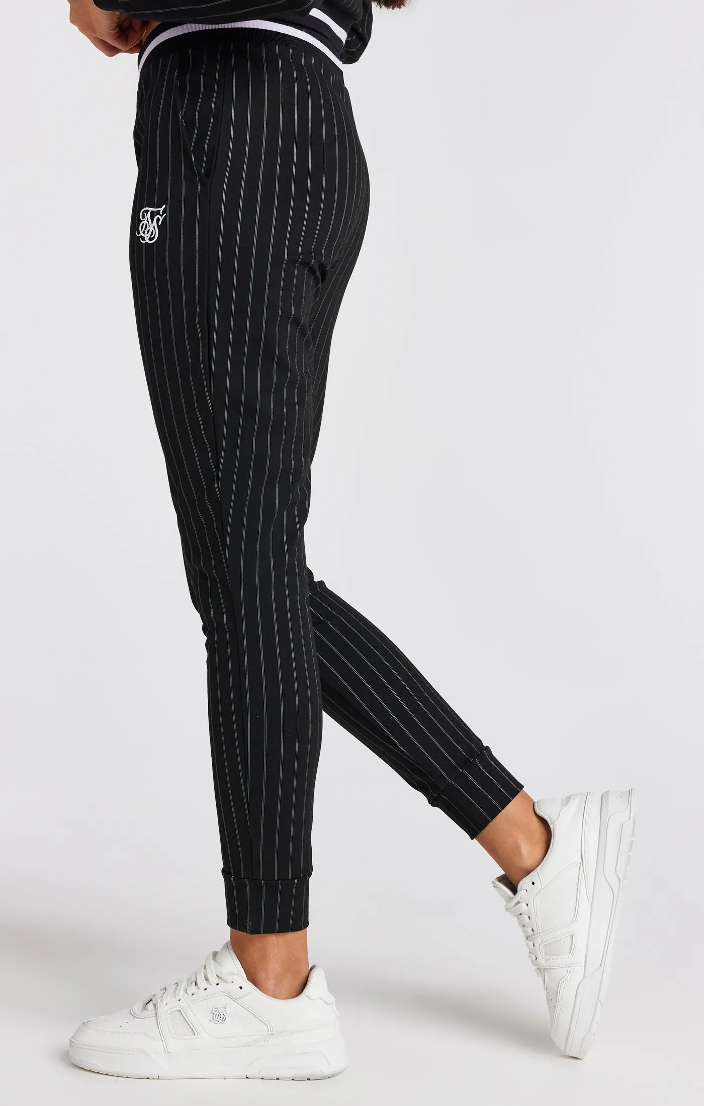 Girls Black Pinstripe Track Pant sold by Siksilk product image thumbnail 2