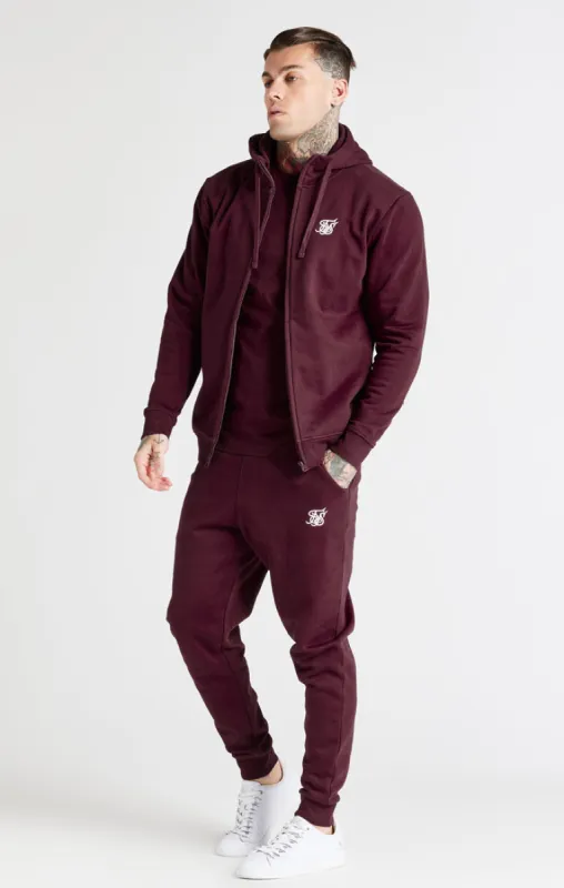 Burgundy Essential Zip Through Funnel Neck Hoodie sold by Siksilk