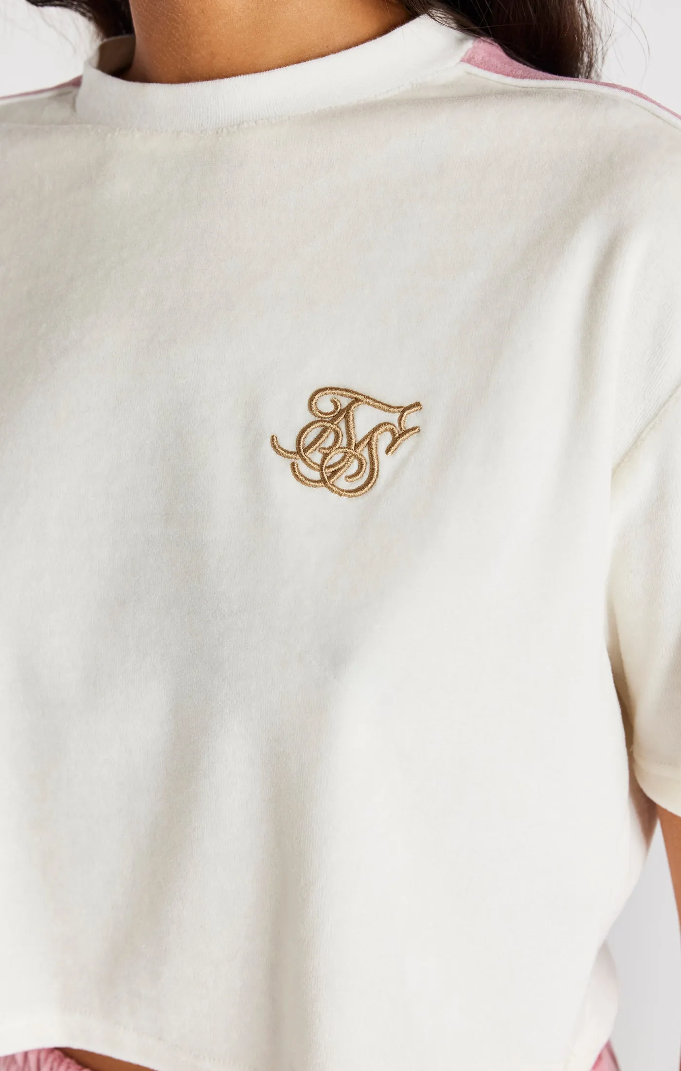 Ecru Velour Crop T-Shirt sold by Siksilk product image thumbnail 2