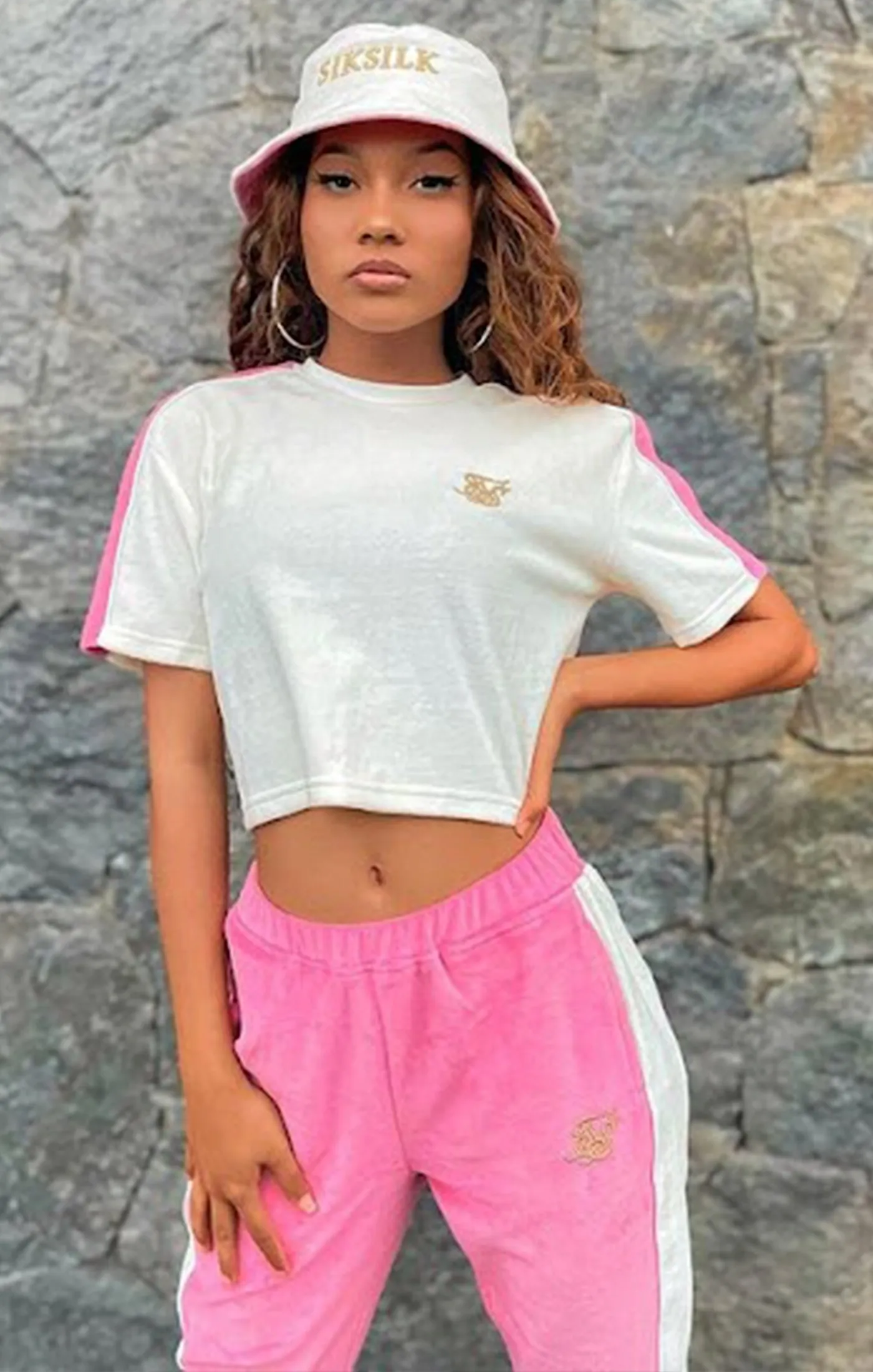 Ecru Velour Crop T-Shirt sold by Siksilk