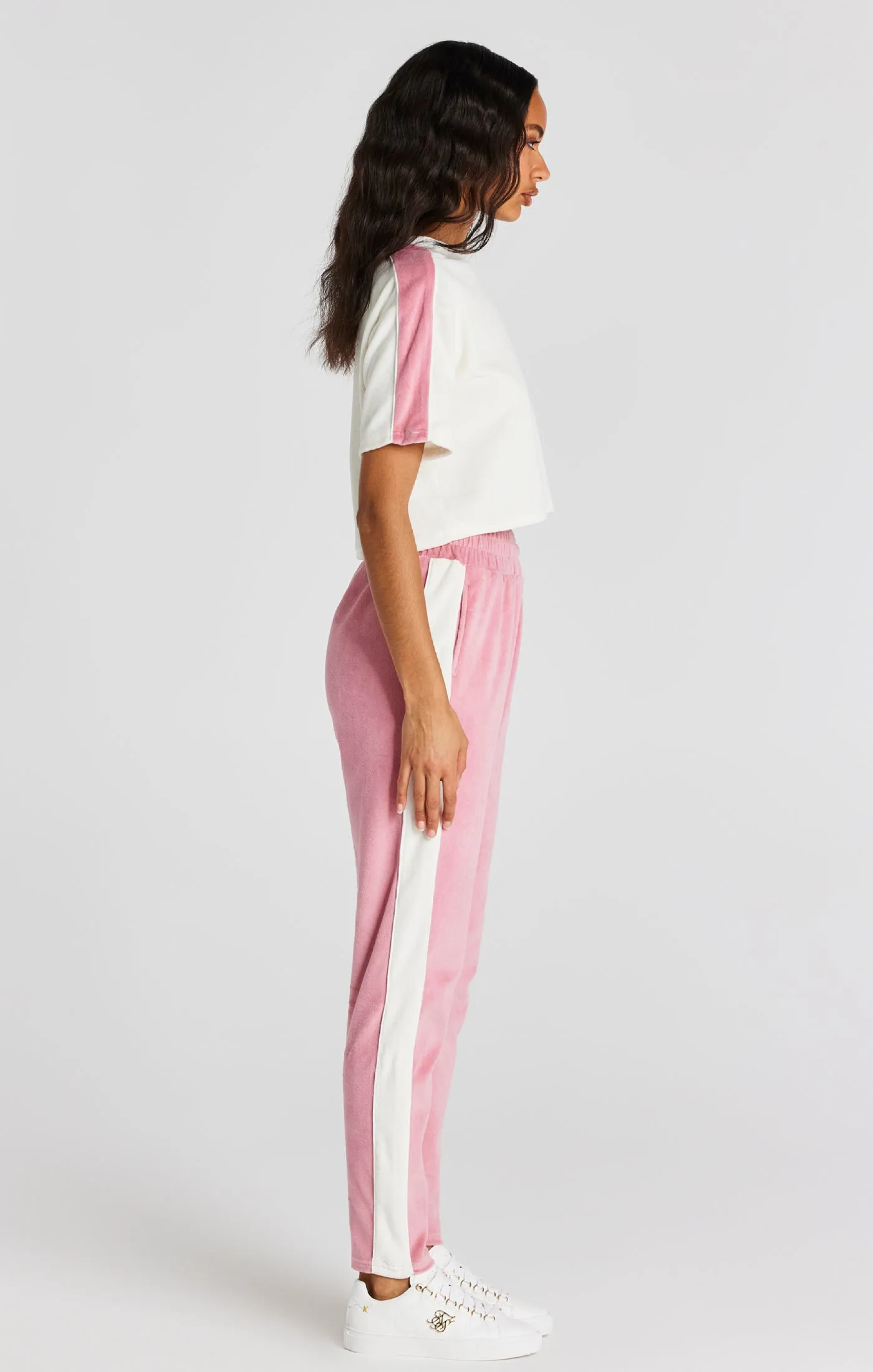 Ecru Velour Crop T-Shirt sold by Siksilk product image thumbnail 4