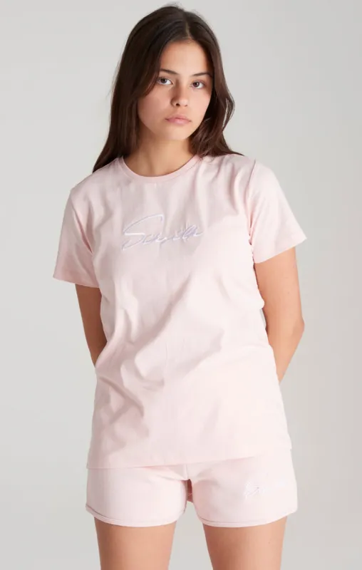 Girls Pink Signature Boyfriend T-Shirt sold by Siksilk
