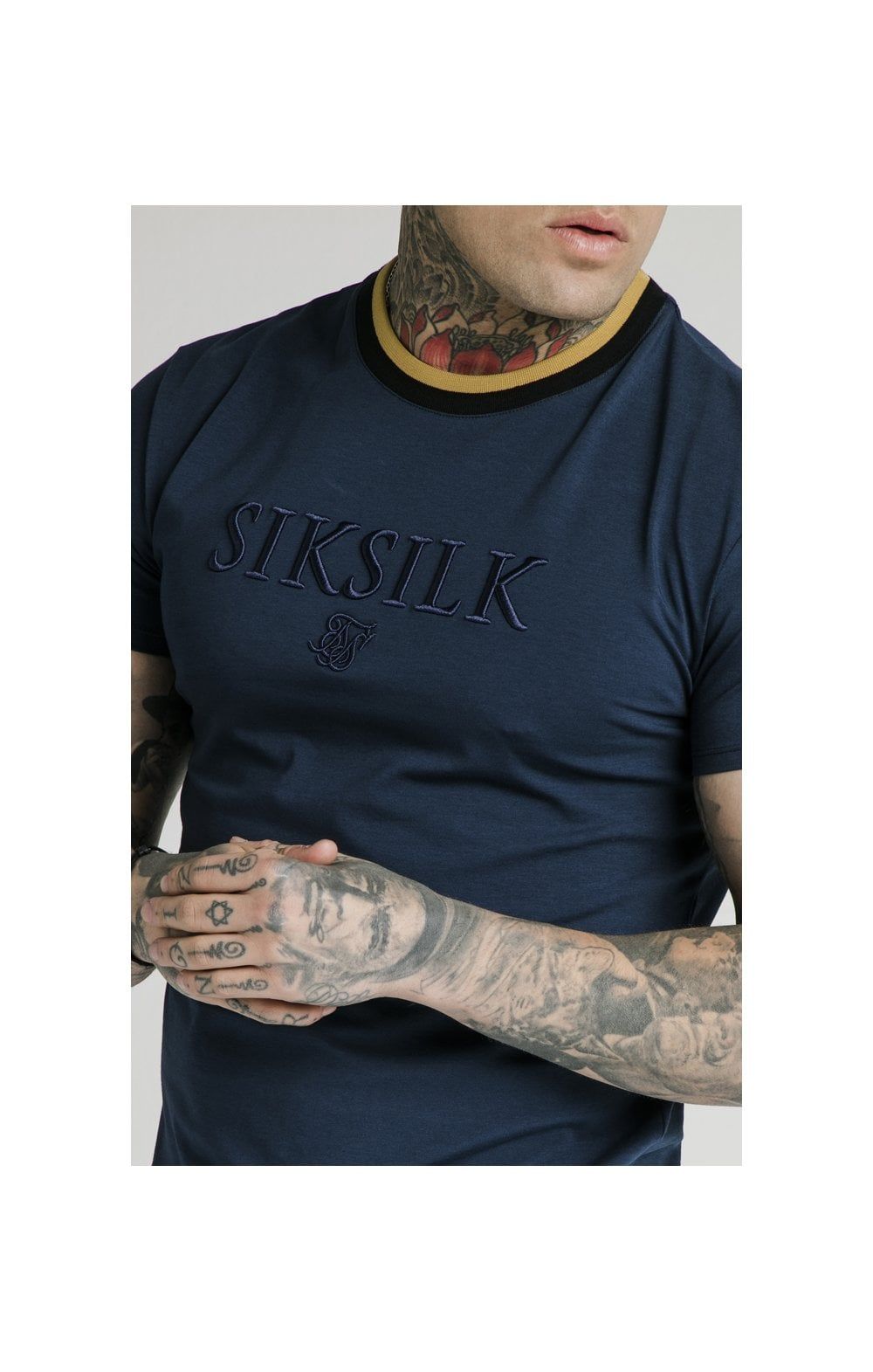 SikSilk Straight Hem Gym Tee - Navy, Gold & Black sold by Siksilk product image thumbnail 2