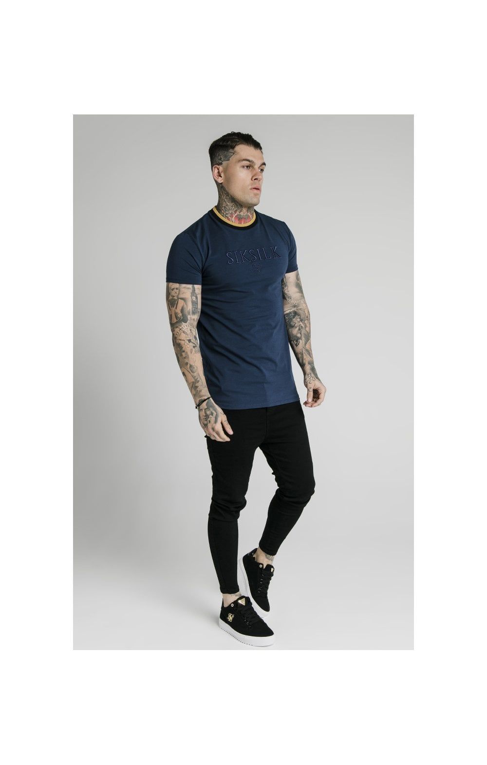 SikSilk Straight Hem Gym Tee - Navy, Gold & Black sold by Siksilk product image thumbnail 3
