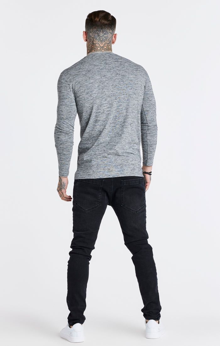 Grey Marl Long Sleeve Muscle Fit T-Shirt sold by Siksilk product image thumbnail 6
