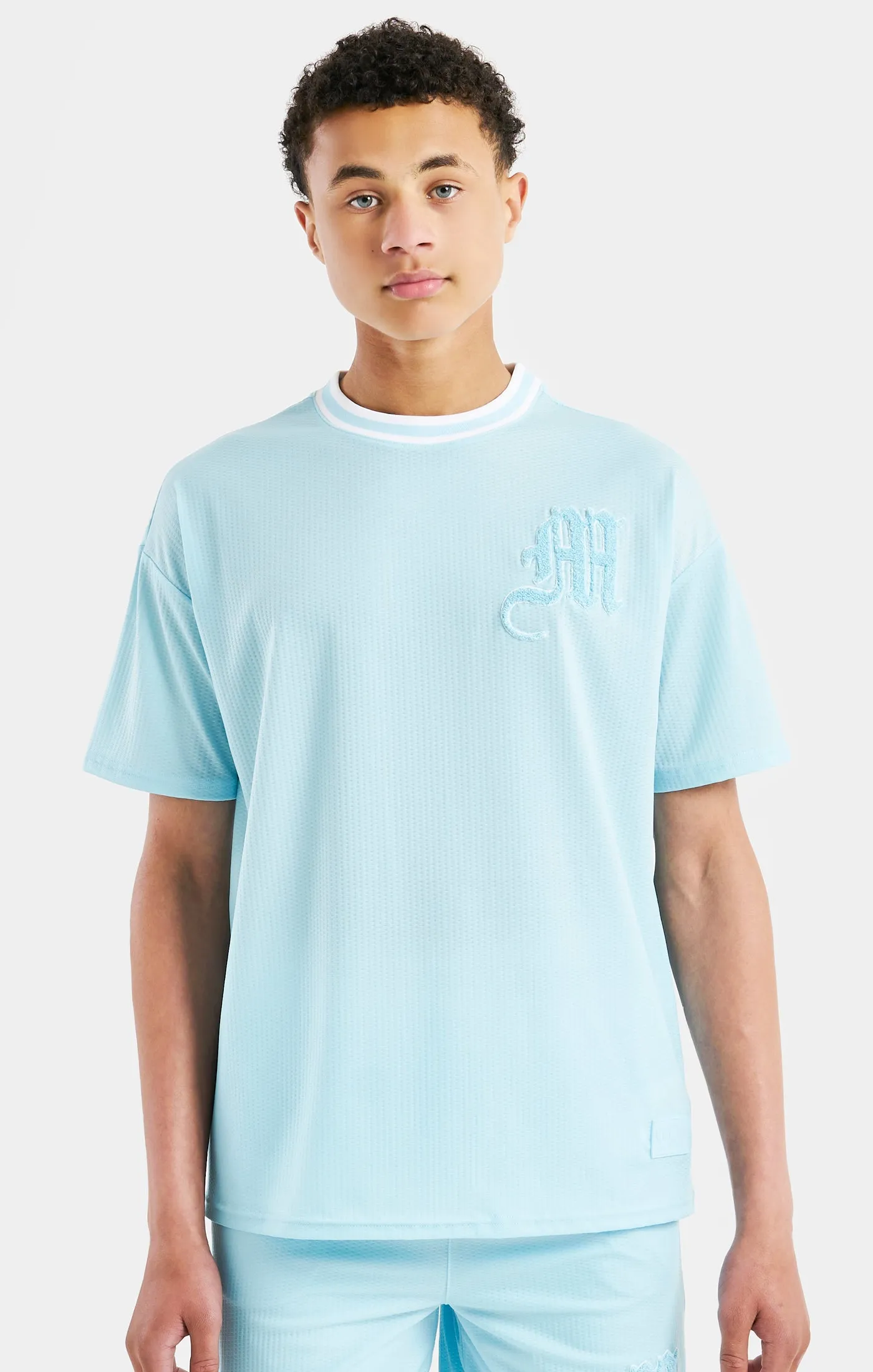 Messi x SikSilk Logo Drop Shoulder Tee - Blue sold by Siksilk