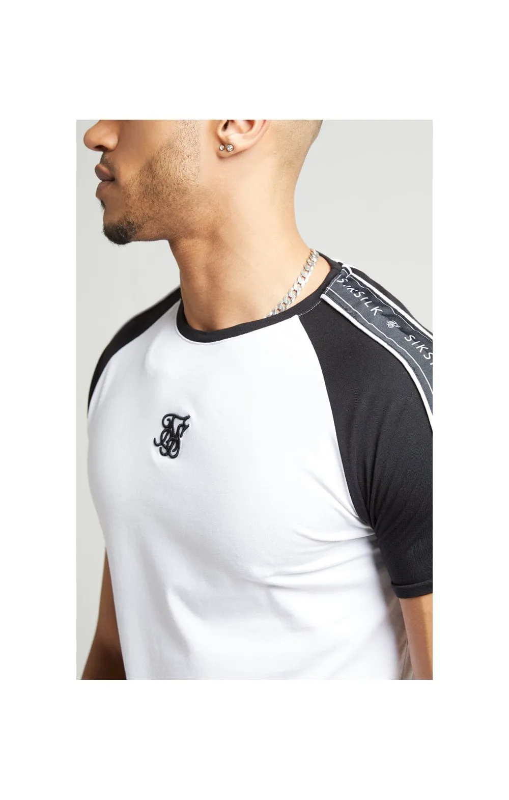 SikSilk S/S Raglan Straight Hem Tape Gym Tee - White sold by Siksilk product image thumbnail 2