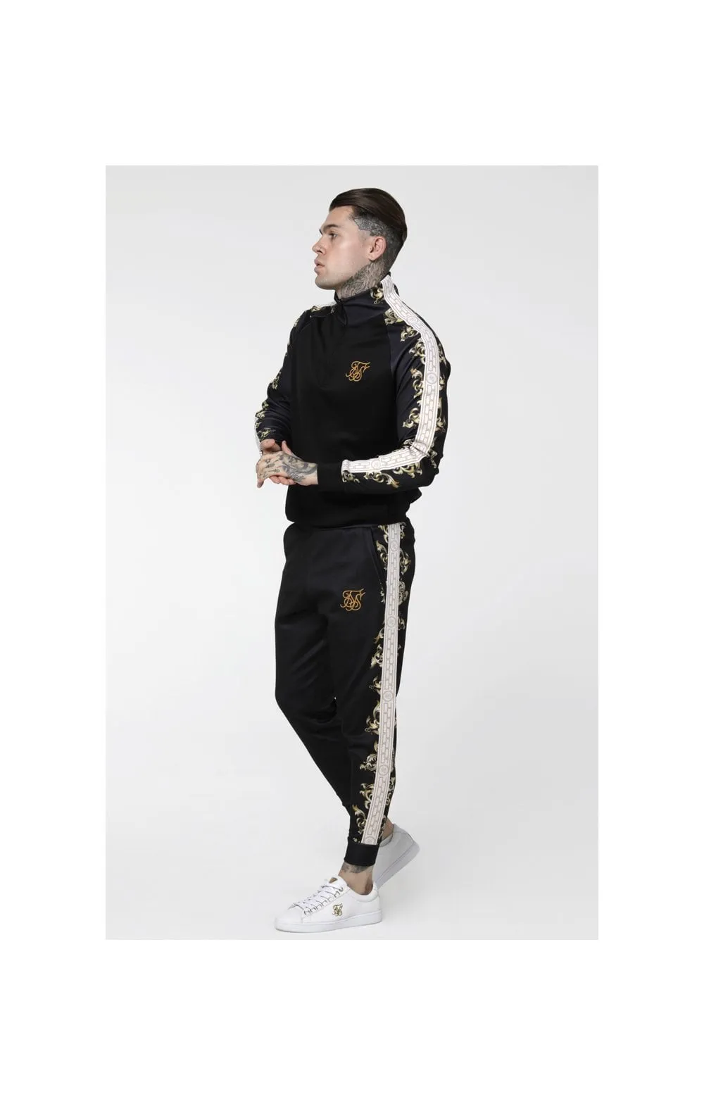SikSilk Raglan 1/4 Zip Overhead Hoodie - Black,White & Gold sold by Siksilk product image thumbnail 3