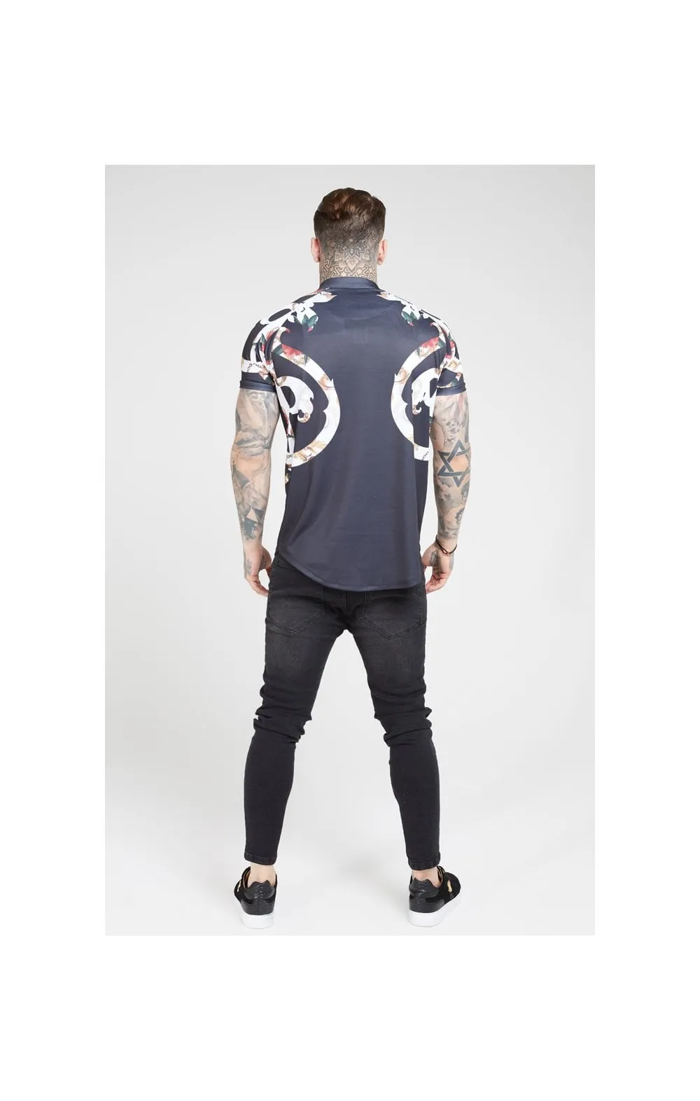 SikSilk Baseball Tee – Jet Black & Floral Elegance sold by Siksilk product image thumbnail 5